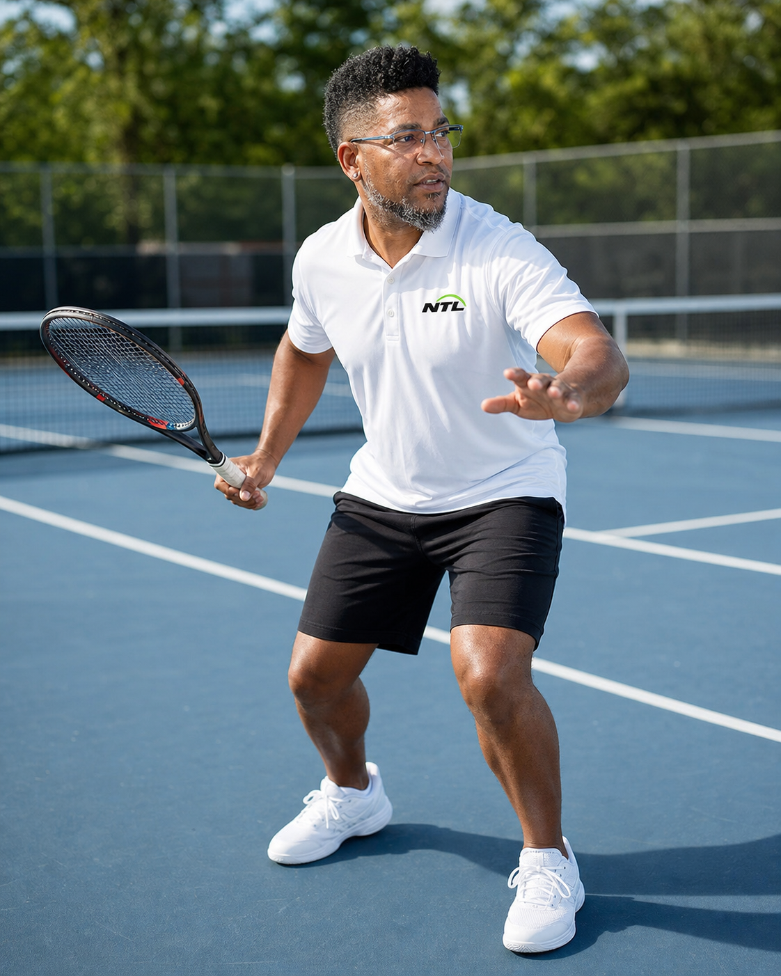 Daniel German demonstrating a tennis stance
